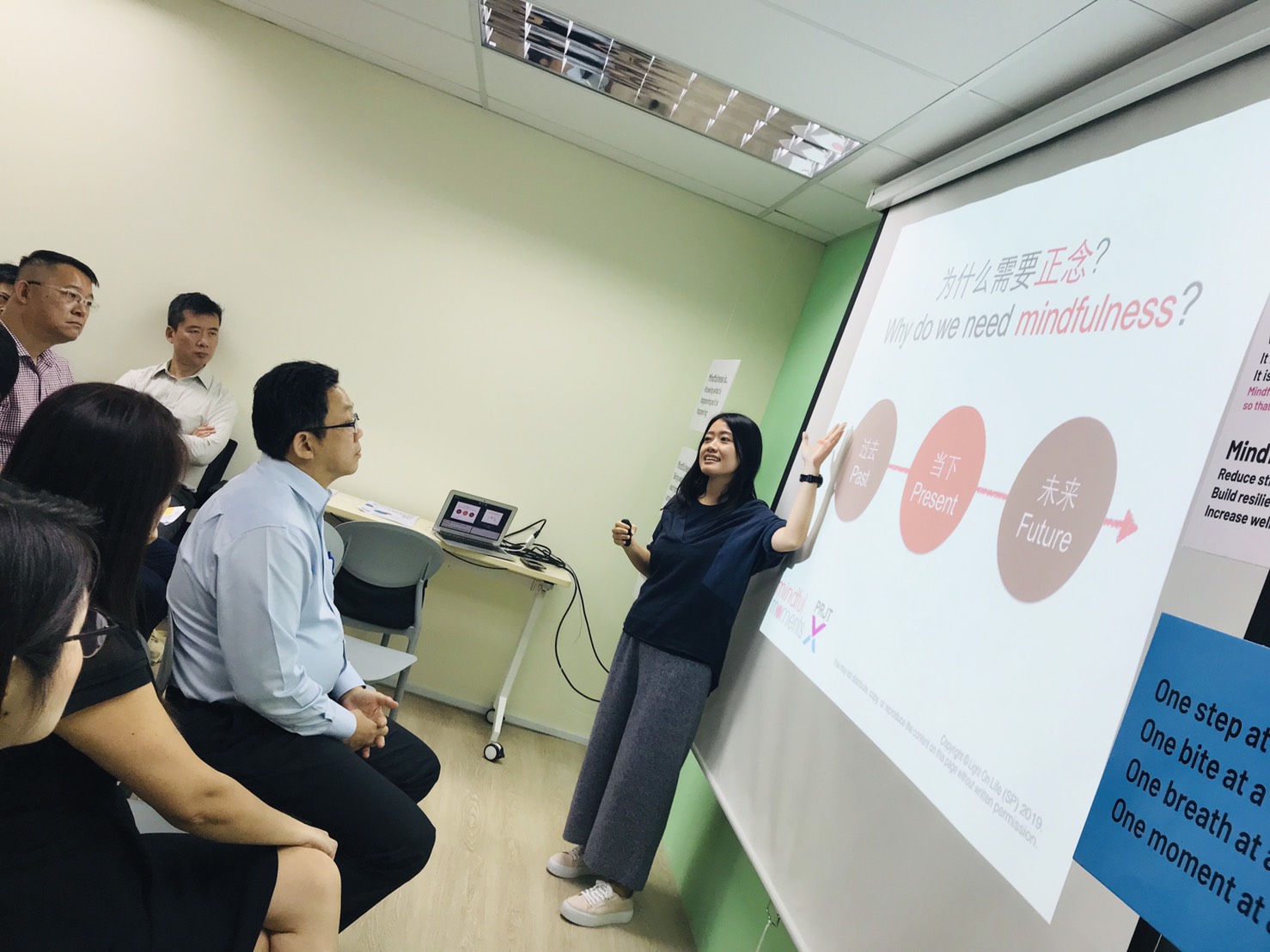 Erin leading a corporate mindfulness training in Singapore